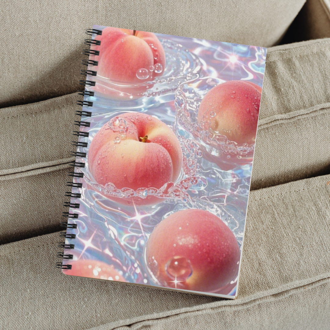 Fresh Peach Splash Notebook | Juicy Fruit Aesthetic Ruled Journal