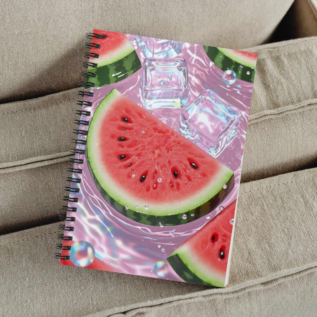 Fresh Watermelon Splash Notebook | Juicy Fruit Aesthetic Ruled Journal