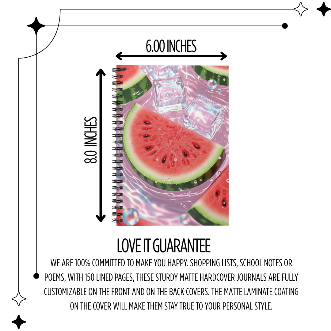 Fresh Watermelon Splash Notebook | Juicy Fruit Aesthetic Ruled Journal