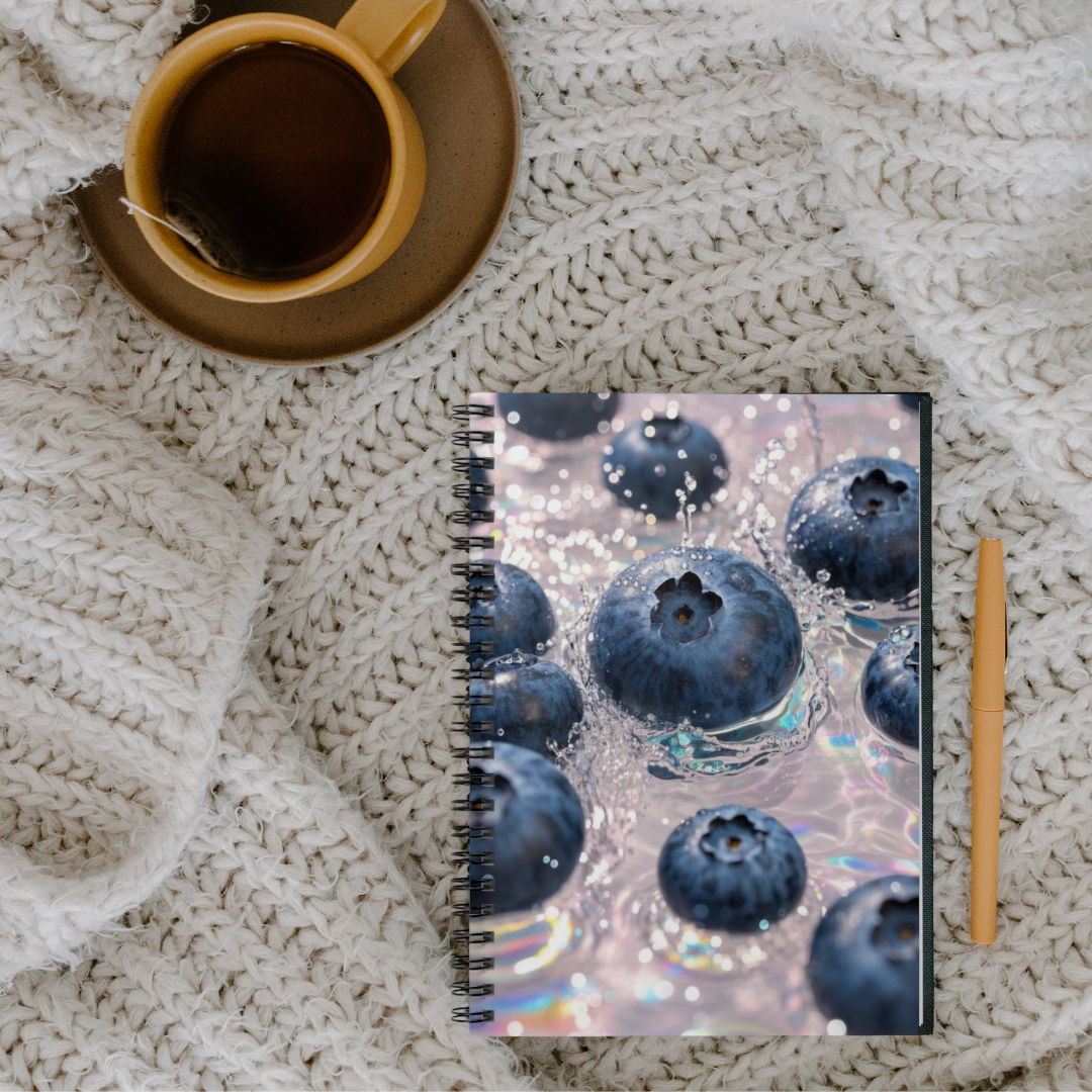 Blueberry Splash Notebook | Fresh Fruit Aesthetic Ruled Journal