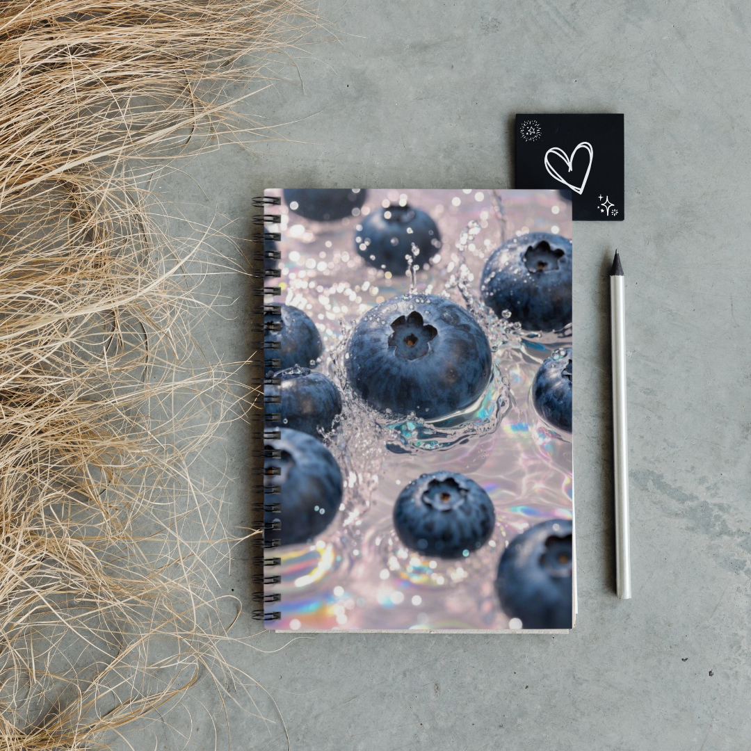 Blueberry Splash Notebook | Fresh Fruit Aesthetic Ruled Journal