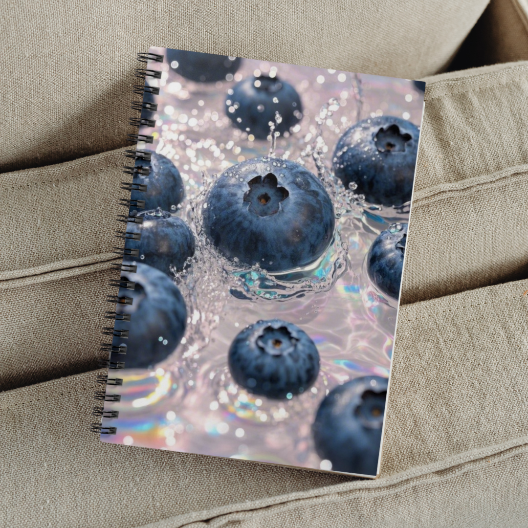 Blueberry Splash Notebook | Fresh Fruit Aesthetic Ruled Journal