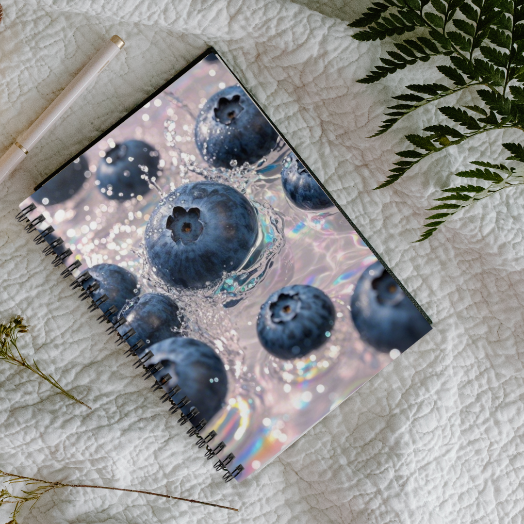 Blueberry Splash Notebook | Fresh Fruit Aesthetic Ruled Journal