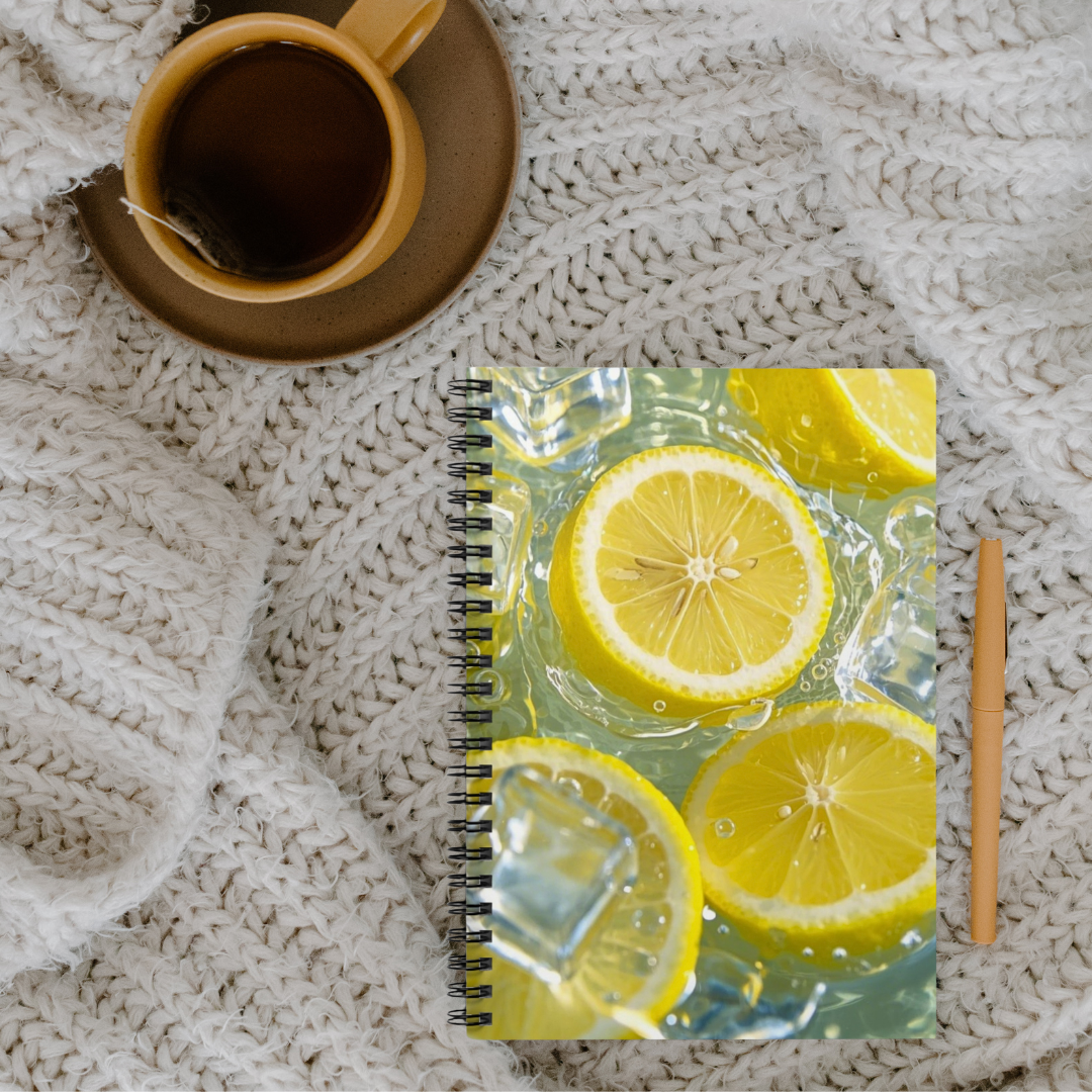 Fresh Lemon Splash Notebook | Citrus Fruit Aesthetic Ruled Journal