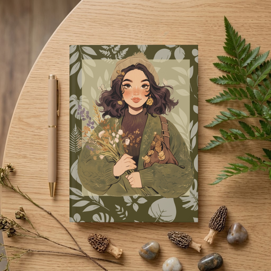 Woodland Wildflower Girl Journal | Cozy Botanical Cottagecore Notebook