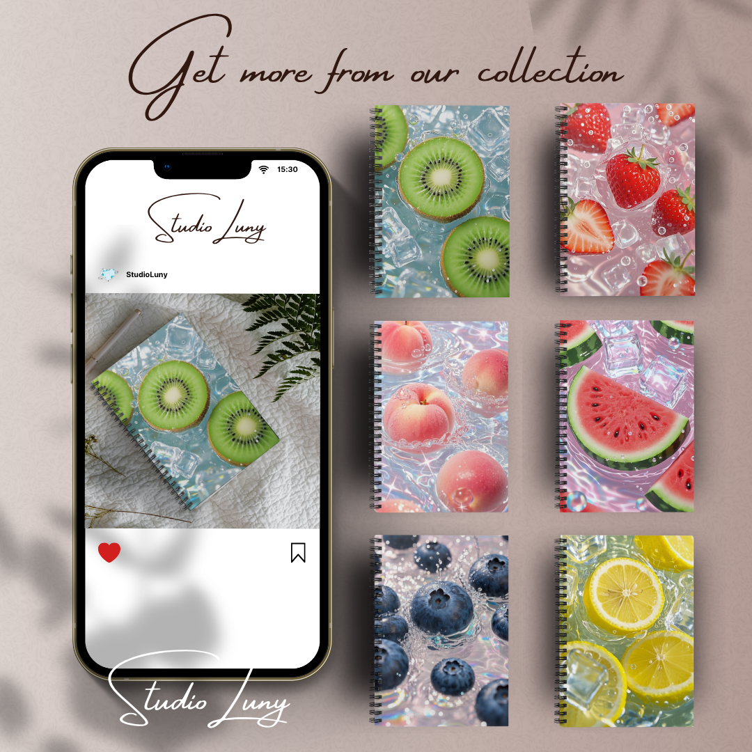 Kiwi Splash Spiral Notebook — Fruit Photo Ruled Journal