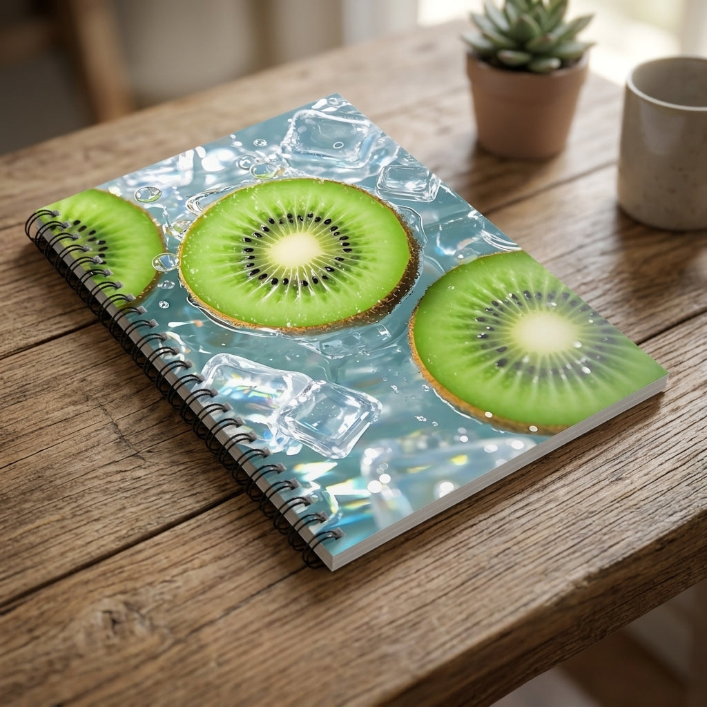 Kiwi Splash Spiral Notebook — Fruit Photo Ruled Journal