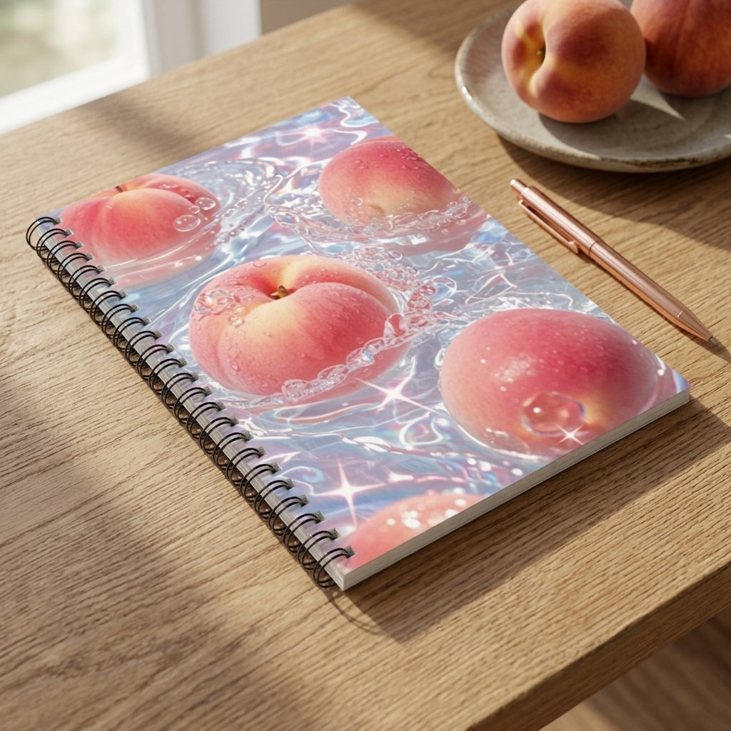 Fresh Peach Splash Notebook | Juicy Fruit Aesthetic Ruled Journal