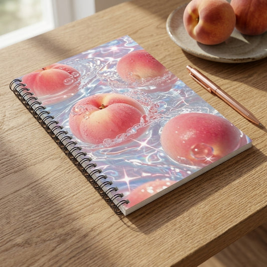 Fresh Peach Splash Notebook | Juicy Fruit Aesthetic Ruled Journal