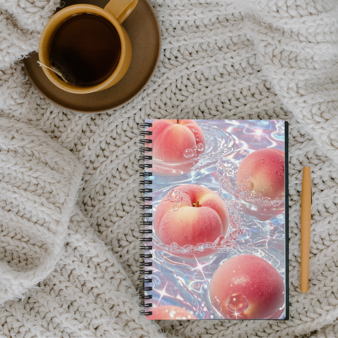 Fresh Peach Splash Notebook | Juicy Fruit Aesthetic Ruled Journal