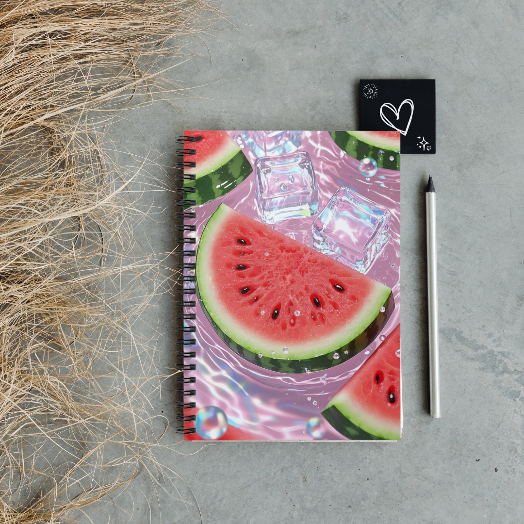 Fresh Watermelon Splash Notebook | Juicy Fruit Aesthetic Ruled Journal