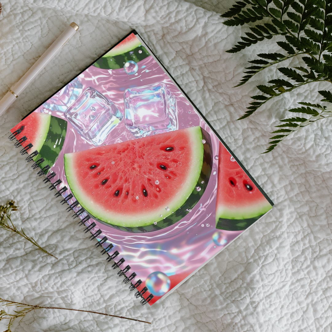 Fresh Watermelon Splash Notebook | Juicy Fruit Aesthetic Ruled Journal