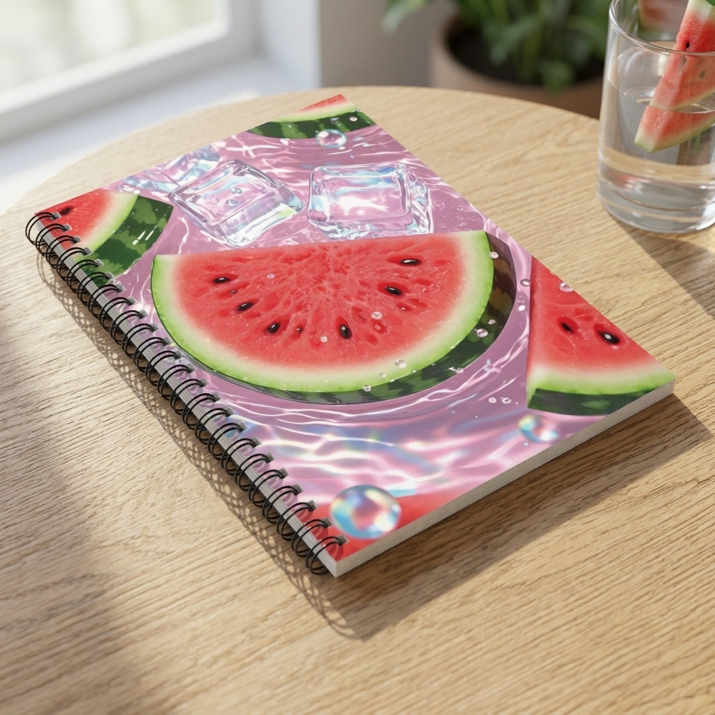 Fresh Watermelon Splash Notebook | Juicy Fruit Aesthetic Ruled Journal