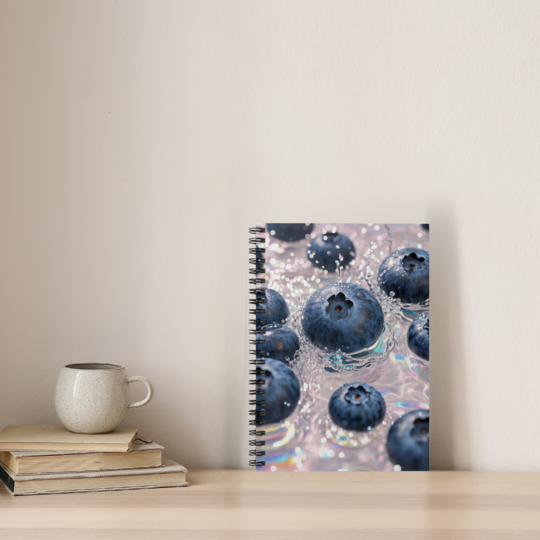 Blueberry Splash Notebook | Fresh Fruit Aesthetic Ruled Journal