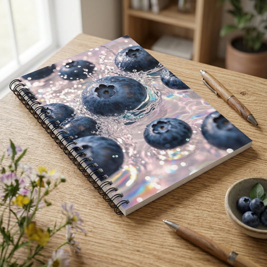 Blueberry Splash Notebook | Fresh Fruit Aesthetic Ruled Journal