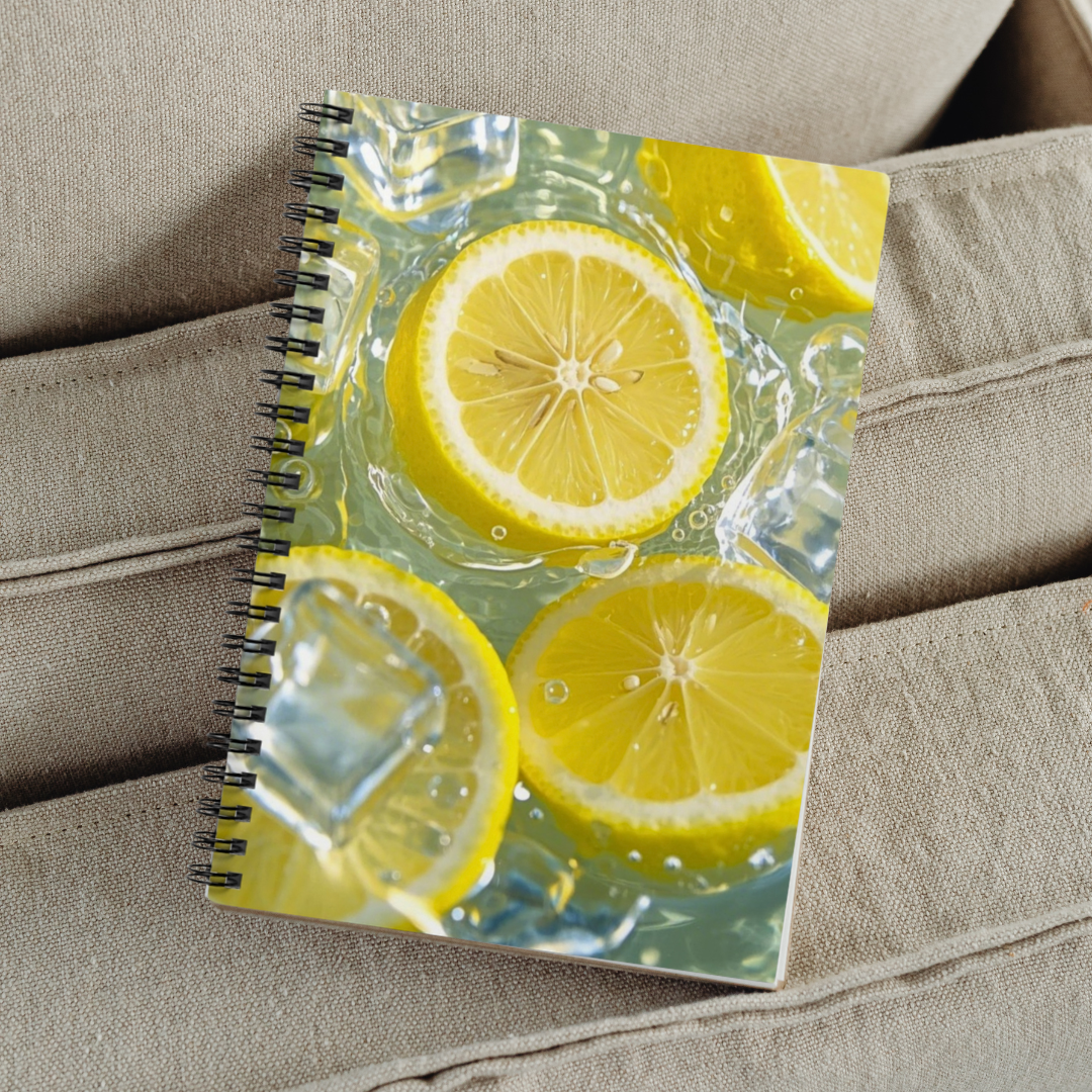 Fresh Lemon Splash Notebook | Citrus Fruit Aesthetic Ruled Journal