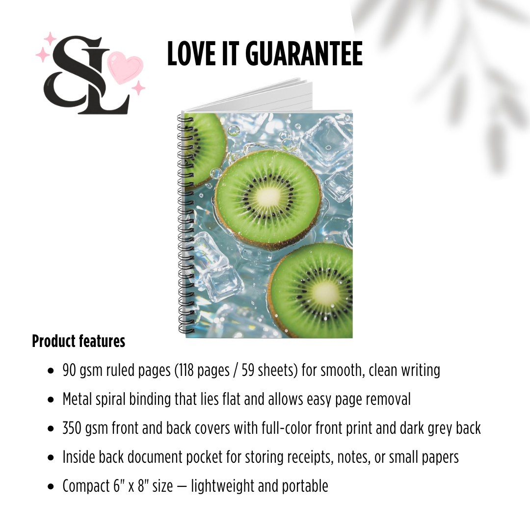 Kiwi Splash Spiral Notebook — Fruit Photo Ruled Journal